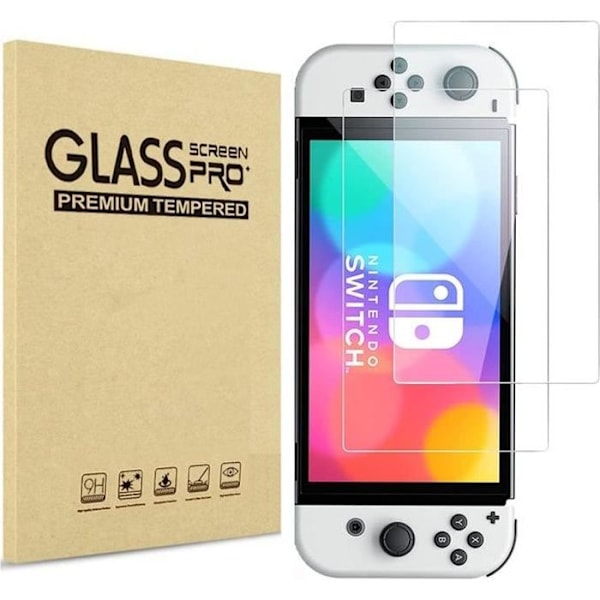 Härdat Glas för Nintendo Switch OLED [Pack 2] Skyddande Skärmföljd Phonillico® Transparent