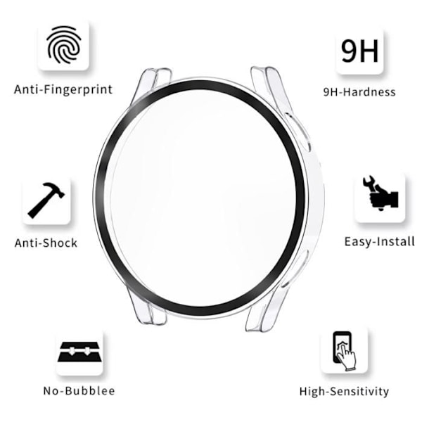 Coque yhteensopiva Samsung Galaxy Watch 7 40mm - Kova suoja läpinäkyvä kuori lasi pysynyt Phonillico Transparent