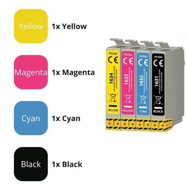 Bläckpatron - Epson - 16XL - 4-pack - Kompatibel med WorkForce - Svart, Cyan, Magenta, Gul