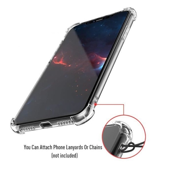 [Yhteensopiva Apple iPhone X] Iskunkestävä läpinäkyvä silikonikuori [Phonillico®]
