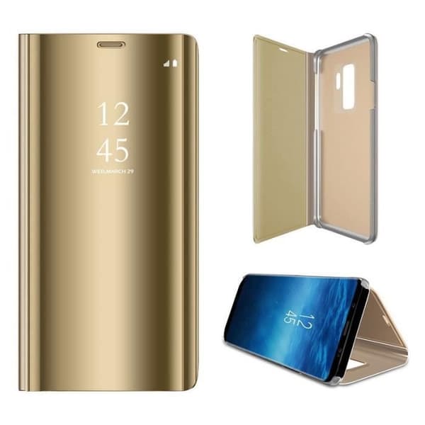 Coque til Samsung Galaxy S10 - Hætte Etui Klap Spejl Guld Beskyttelse Clear View [Phonillico® Guld