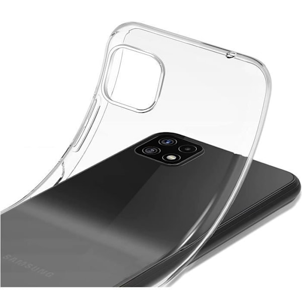 Coque til Samsung A22 5G og 2 hærdede glas - Beskyttelse i blød silikone, skærmbeskyttelse, Phonillico® Transparent