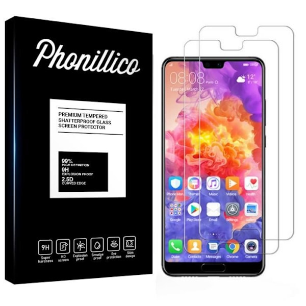 Skærmbeskyttelsesfilm - Phonillico® - Huawei P20 PRO - Pakke med 2 - Hærdet glas - Ridsefast