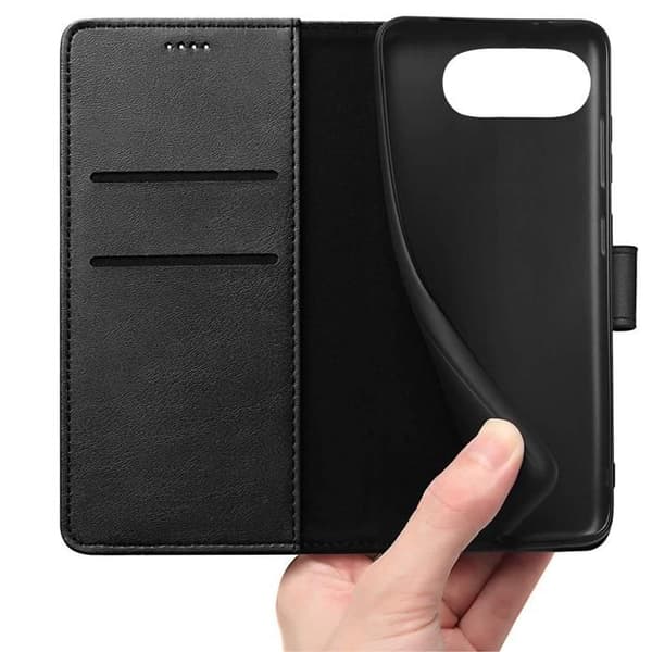 Coque - Phonillico® - Google Pixel 9a - Sort sort - Magnetisk lukning - Kort opbevaring Svart