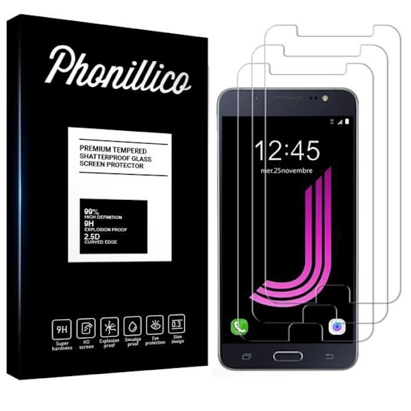 Film Vitre Skydd för Skärm - Phonillico® - Samsung Galaxy J7 2016 J710 - Pack av 3 - Ultra Motståndskraftig - Svart