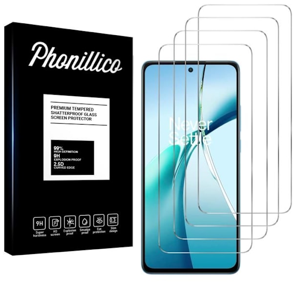 Skyddsglas - Phonillico® - OnePlus Nord CE 4 Lite 5G - Härdat Glas - Paket med 4 - Represistent Transparent