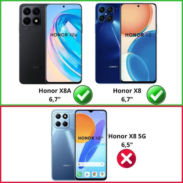 Lujitettu lasi Honor X8A:lle [Paketti 4] Näytönsuojakalvo Phonillico®