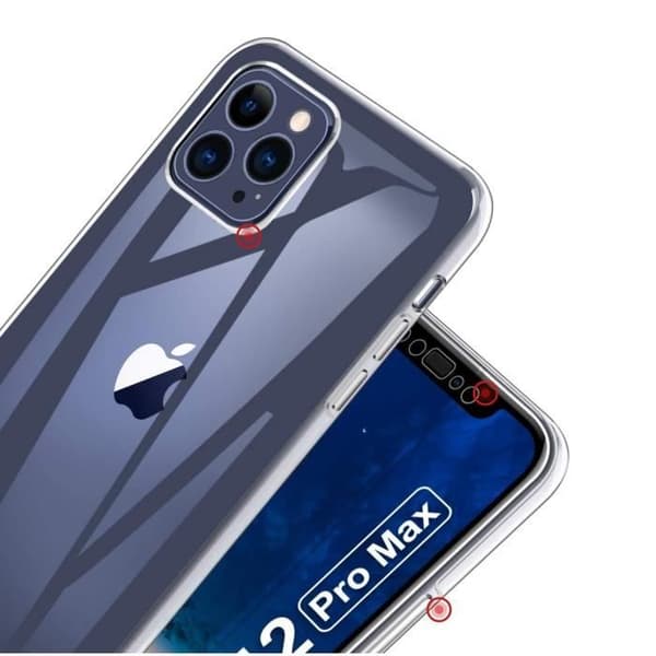 Coque til Apple iPhone 12 PRO MAX (6,7") - Transparent Silikone i 2 Dele, For- og Bagside, Passer Til Phonillico® Transparent