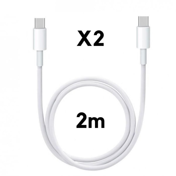 USB-C kabel USB-C 2m för MacBook - MacBook Air - MacBook Pro - iMac - Mac mini [LOT 2] Phonillico® Vit