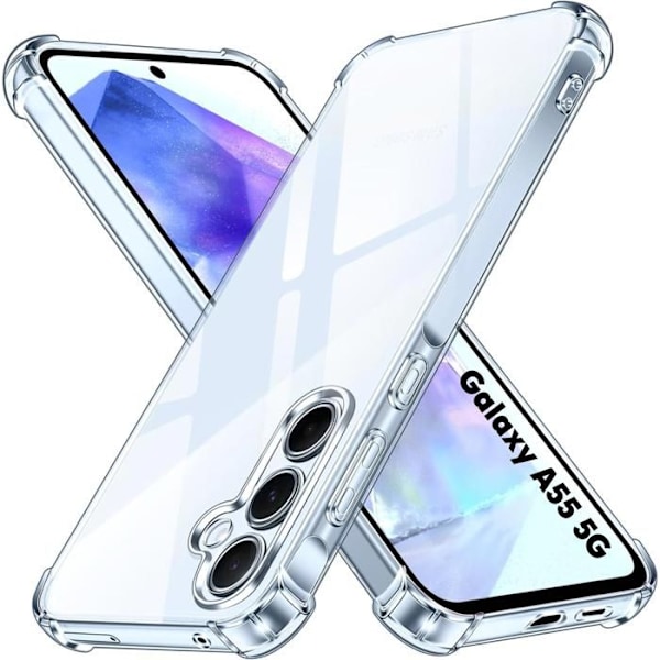 Stötsäkert skal - Phonillico® - Samsung Galaxy A55 5G - Mjukt TPU - Transparent - Förstärkt skydd Transparent