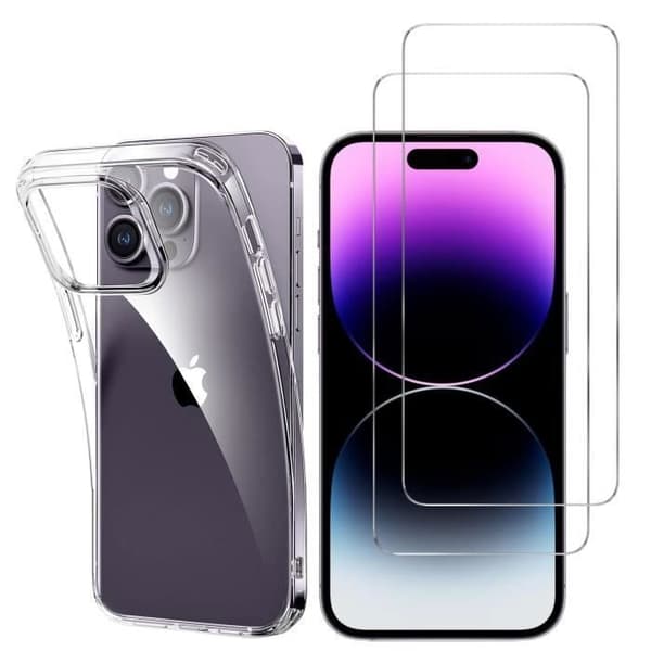 Fodral för iPhone 15 PRO och 2 härdat skärmskydd Phonillico® Transparent