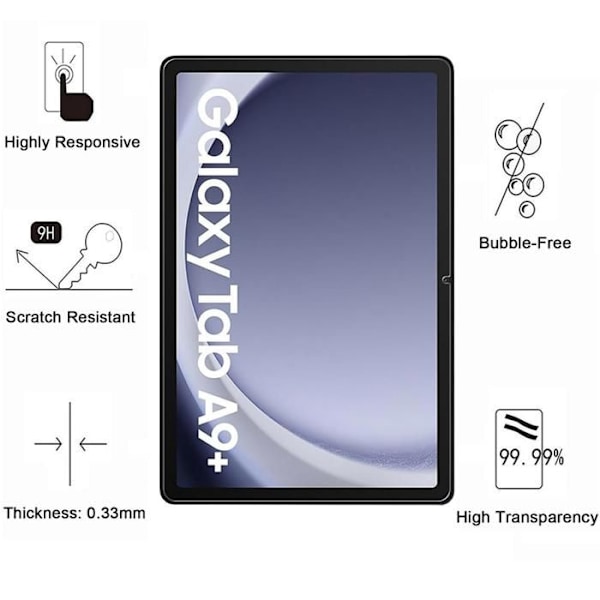 Skærmbeskyttelse - Phonillico - Samsung Galaxy Tab A9 PLUS 2023 - Pakke 2 - Hærdet Glas - Anti Rids