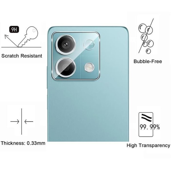 Beskyttelseskamera - Phonillico® - Xiaomi Redmi Note 13 5G - Pack med 2 - Hærdet Glas - Gennemsigtig Transparent