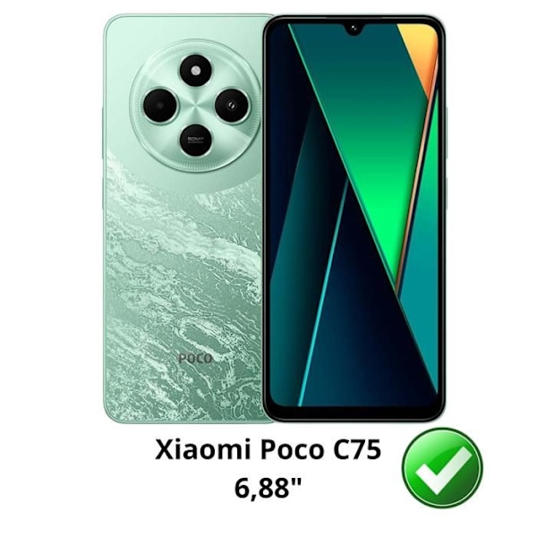 Iskunkestävä kuori - Phonillico® - Xiaomi Poco C75 - Pehmeä - Läpinäkyvä - 2 Lujitettua Lasia Transparent