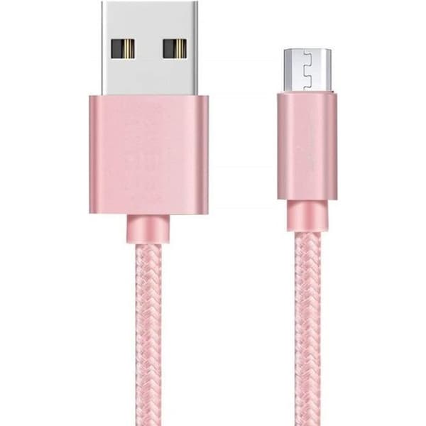 Câble Micro USB - Phonillico® - Nylon Flätad - Rosa - Kompatibel med Samsung Galaxy Rosa