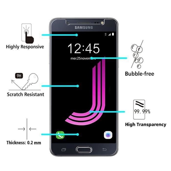Coque för Samsung Galaxy J7 2016 - Phonillico - Transparent Silikon - Härdat Glas - Ultra Slim Transparent