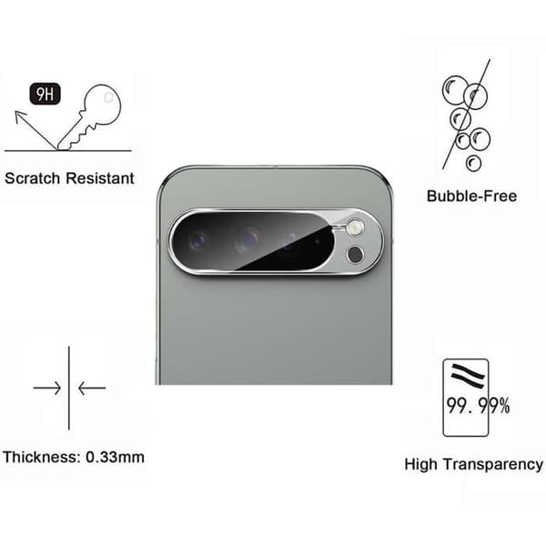 Härdat Glas Skydd för Kamera för Google Pixel 9 Pro [Pack om 2] Bakre Kameraskydd Phonillico® Transparent