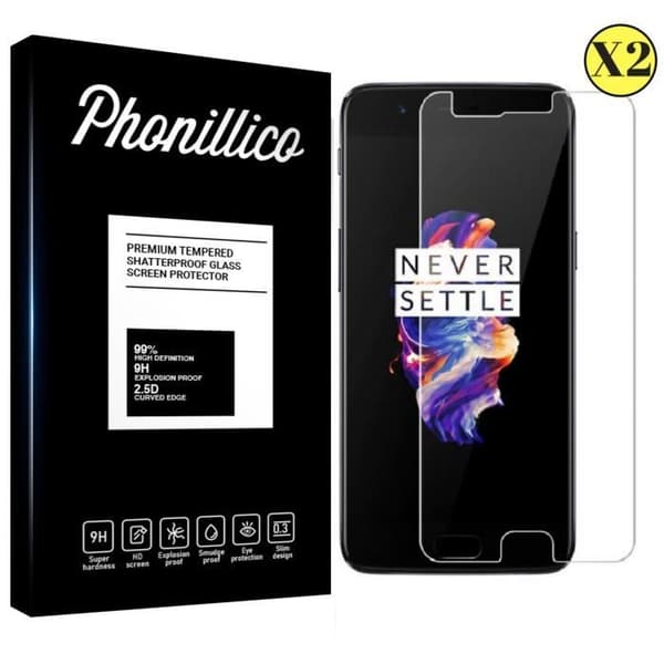 Härdat Glas - Phonillico® - ONEPLUS 5 - Pack om 2 - Ultra Resistenta - Repellerande