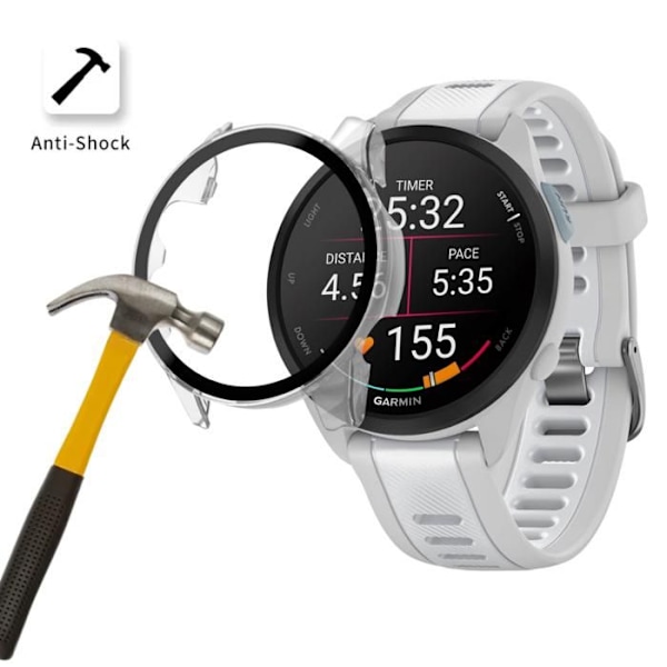 Coque för ansluten klocka - Phonillico - Garmin Forerunner 165 - Transparent - Härdat glas - Skärmskydd Transparent