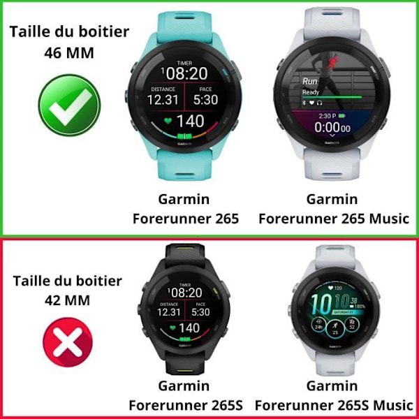 Coque yhteensopiva Garmin Forerunner 265 - 265 Music - Kova suoja läpinäkyvä kuori karkaistulle lasille Phonillico®