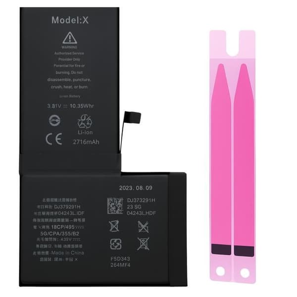 Batteri til iPhone X - Erstatningsbatteri 2716mAh Lithium-ion Phonillico®