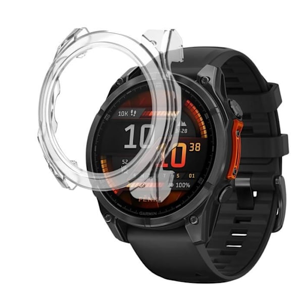 Garmin Fenix 8 47mm kompatibelt fodral - Hårt skyddsfodral Transparent härdat glasskärm Phonillico® Transparent