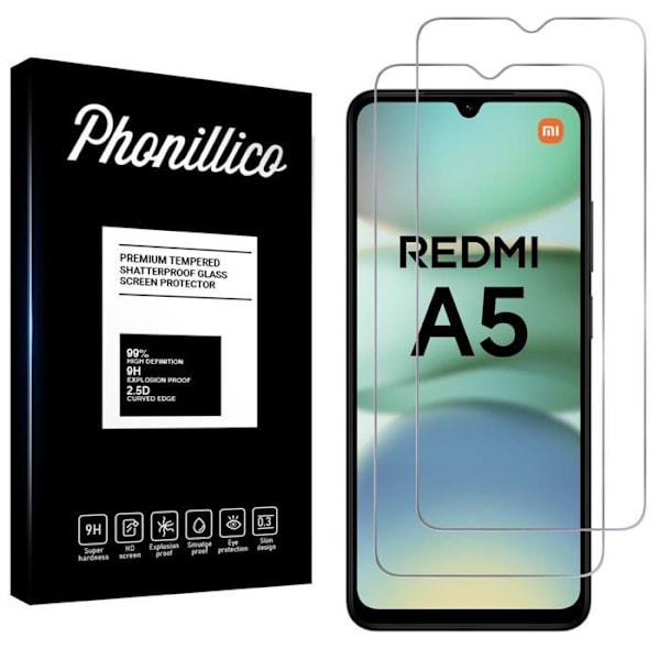Hærdet Glas til Xiaomi Redmi A5 4G [Pakke 2] Skærmbeskyttelsesfilm Phonillico® Transparent
