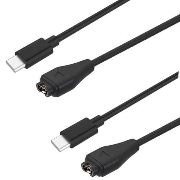 2 kpl USB-C kaapeleita Garmin Fenix 8 E 7 7S 7X 6 6S 6X 5 Forerunner 965 45 265 Vivoactive 5 Phonillico® älykelloille Svart