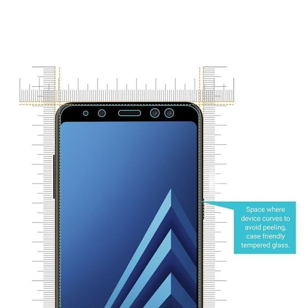 Beskyttelsesfilm i hærdet glas til Samsung Galaxy A8 2018 A530 - Sort Kant - Phonillico Svart