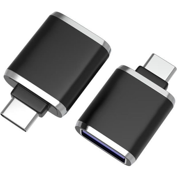USB C till USB 3.0 OTG-adapter kompatibel med Galaxy S22/S21/S20/S10/S9/S8 - Macbook iPad Air 5 Dator [Pack 2] Phonillico® Svart