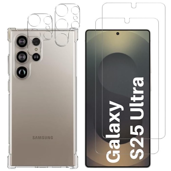 Iskunkestävä kuori - Phonillico - Samsung Galaxy S25 ULTRA - Pehmeä - Läpinäkyvä - 2 Karkaistua Lasi Transparent