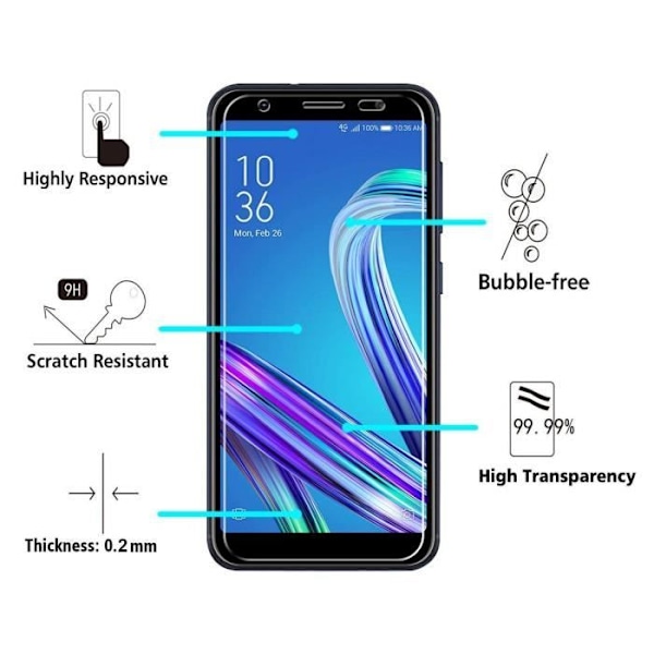 Filmpuss för skydd av skärm - Phonillico® - Asus Zenfone MAX M1 ZB555KL - Paket med 3 - Ultra hållbar - Svart