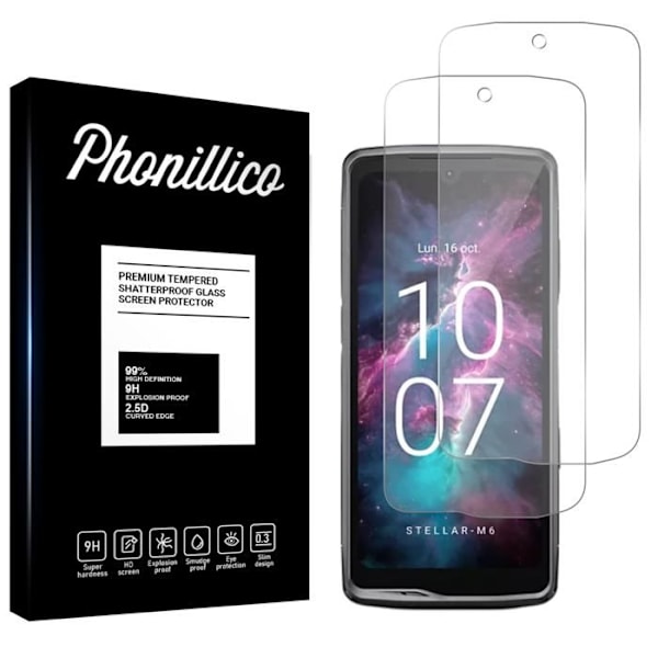 Härdat Glas - Phonillico® - Crosscall Stellar M6/M6E - Pack med 2 - Rep resistent - Skärmskydd Transparent