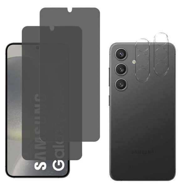 Skyddfilm - Phonillico - Samsung Galaxy S24 - Svart Härdat Glas - Anti-Spion - Pack 2 Svart