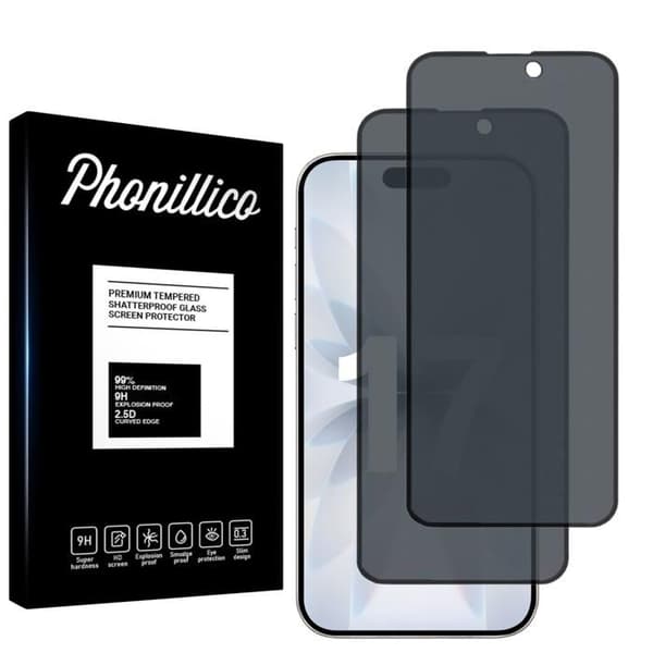 Tempered Glass for iPhone 17 [Pack 2] Black Anti-Spy Screen Protector Phonillico® Svart