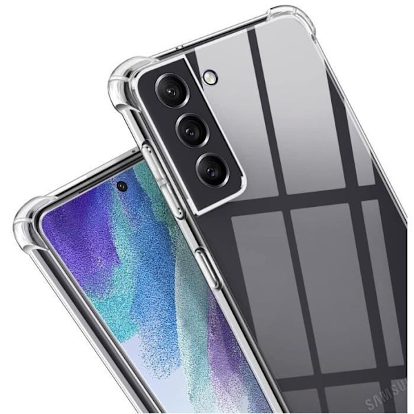 Stöttålig skal - Phonillico - Samsung Galaxy S22 5G - Mjuk silikon - 2 härdade glas - Förstärkt skydd Transparent