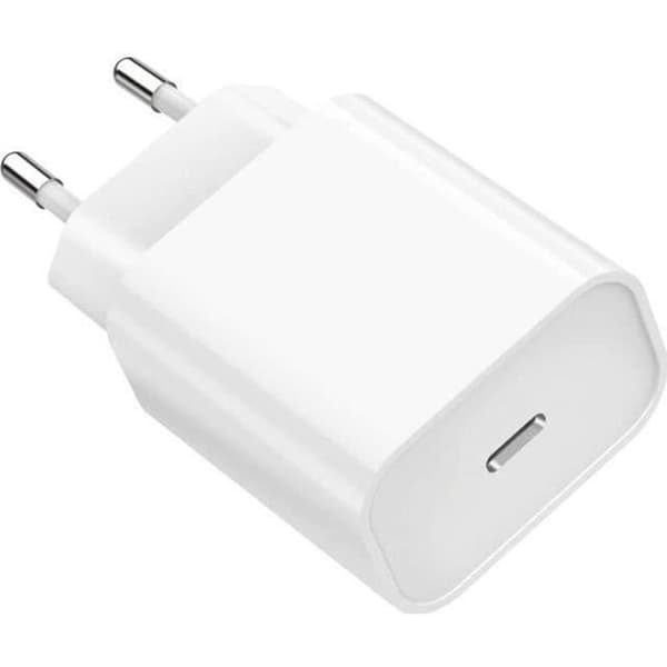 Snabbladdare 20W - Phonillico - Kompatibel med iPhone 12/13/14 - USB-C - Vit - Väggadapter Vit
