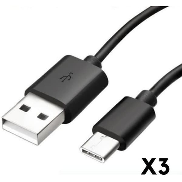 USB-C kabel til Samsung S8 - S8 PLUS - S9 - S9 PLUS - 1m Sort [LOT 3] Phonillico® Svart