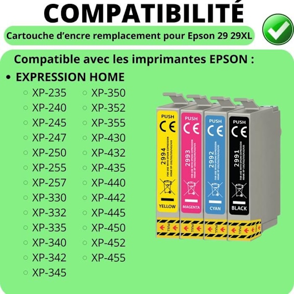 Epson - 29XL - 4 kappaleen pakkaus - Musta, Syano, Magenta, Keltainen - Yhteensopiva Expression Home
