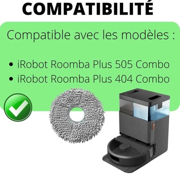 Lingette til iRobot Roomba Plus 505 Combo / Roomba Plus 404 Combo [Sæt 6] Genanvendelig vaskbar mopp Phonillico®