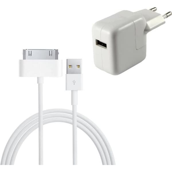 Kabel 1M + Hvidt Stik til iPad 1 - 2 - 3 - Phonillico® Vit
