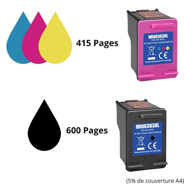 Bläckpatron - HP - 303XL - Svart - Flerfärgad - Paket med 2