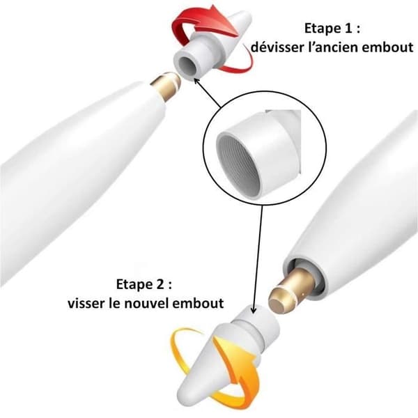 Silikonspids kompatibel med Apple Pencil 1. og 2. generation - Erstatningsspids til Phonillico® stylus Vit