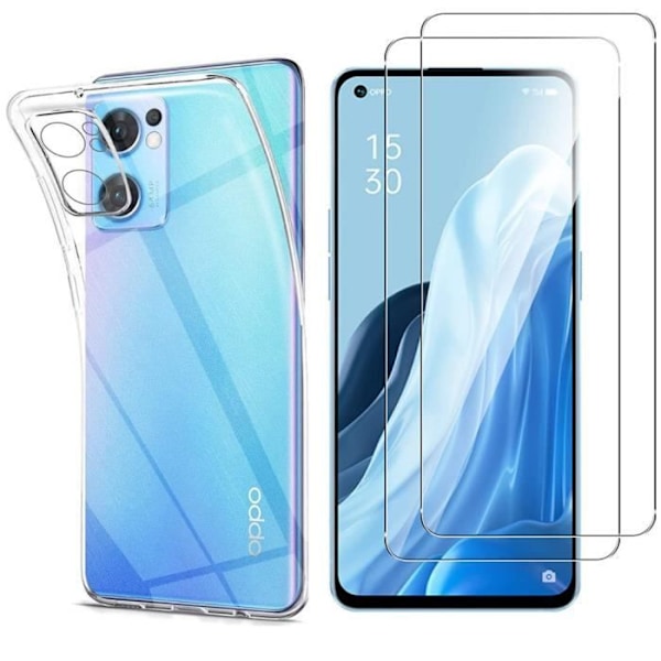 Coque for Oppo Reno 7 5G ja 2 Säilötemppia Suojakalvo Näytölle Phonillico® Transparent