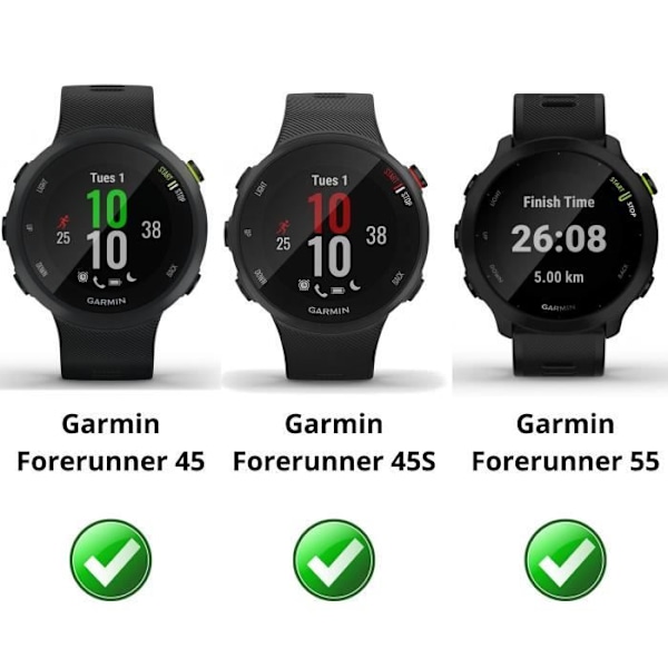 Härdat glas för Garmin Forerunner 55 - Forerunner 45 - Forerunner 45S [2-pack] Skärmskydd för klocka, rep- och stötresistent Phonillico® Transparent