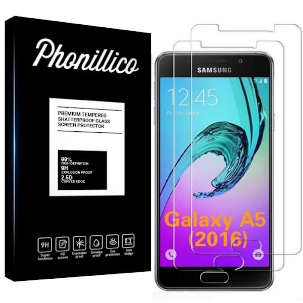 Härdat Glas för Samsung Galaxy A5 2016 A510 - [Pack 2] Skyddande Skärmskydd Ultra Resistent [Phonillico®] Transparent