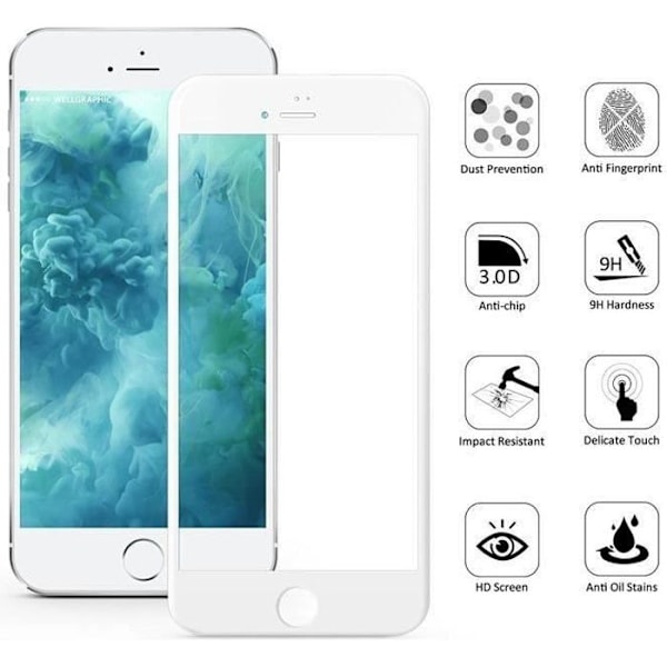 Härdat Glas - Phonillico® - iPhone 7 - Vit Kant - Ultra Resistenta - Skärmskydd Vit