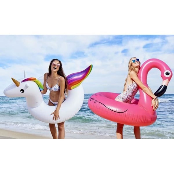 Båge Unicorn Uppblåsbar Jätte Vattenlek 120 x 90 cm och Båge Flamingo [Phonillico®]