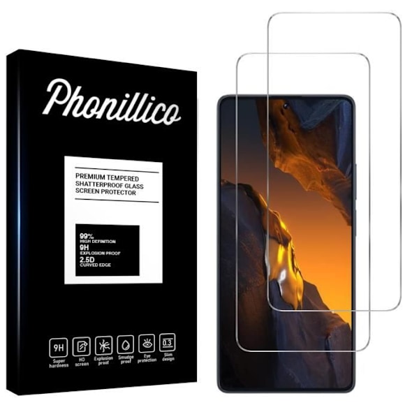 Lujatettu lasi Xiaomi Poco F5:lle - Poco F5 PRO [Pakkaus 2] Näytön suojakalvo Phonillico® Transparent