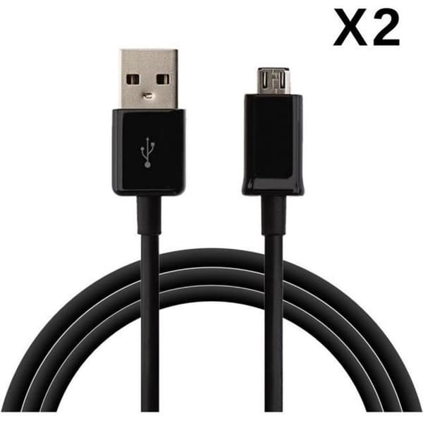 [Kompatible Asus Zenfone 3MAX-4MAX-5LITE-MAX-LASER-GO] Lot 2 Kabler USB Oplader Sort Micro USB 1 Meter [Phonillico®] Svart